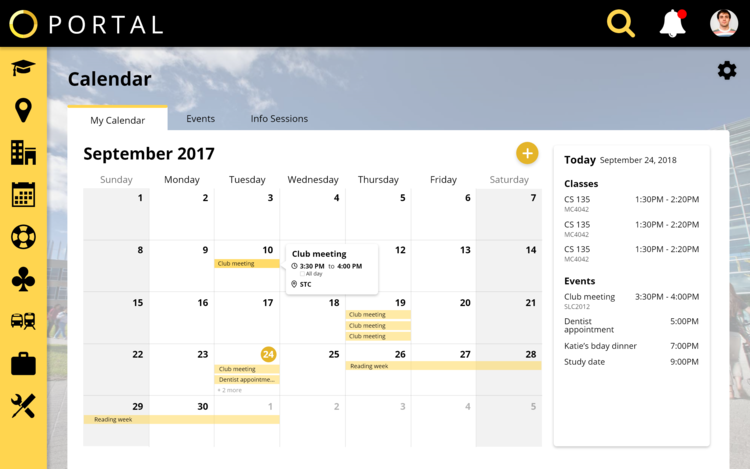 Portal web calendar prototype