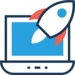 rocket ship on laptop screen