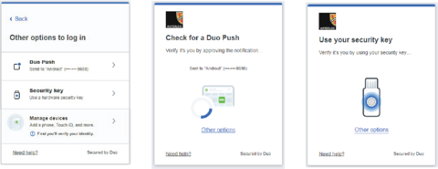 Duo authentication user interface changes