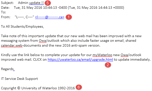 Example spear phishing message