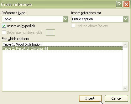 Cross-reference option box