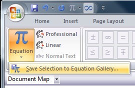Equation gallery button