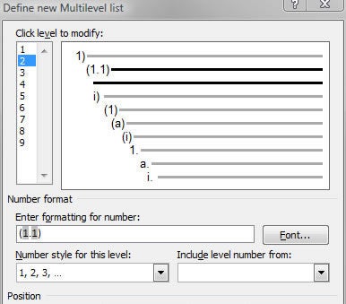 Equation number formatting option box