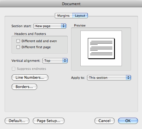 Document layout options box