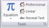Equation gallery under Tools section