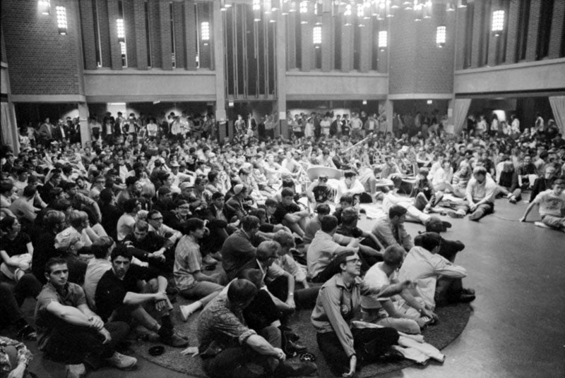 Crowd of students sitting at the Student Life Center