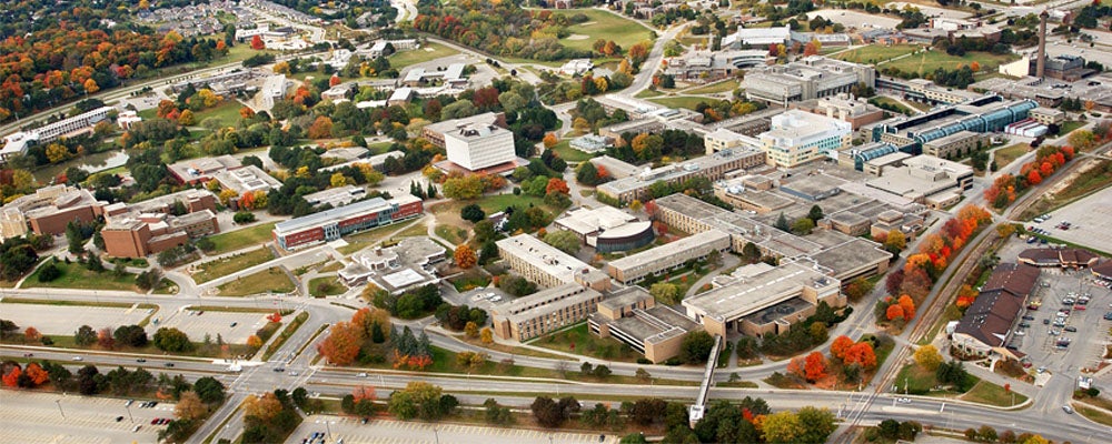 An aerial view of the part of the "South Campus"