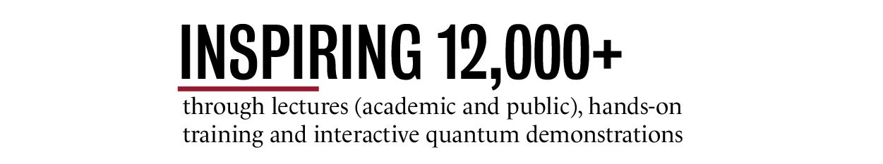 Inspiring more than 12,000 through academic and public lectures, hands on training and interative quantum demonstrations