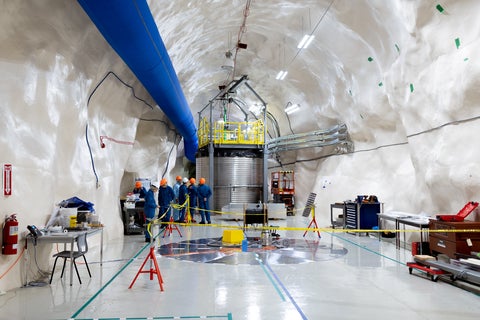 People working in an underground lab