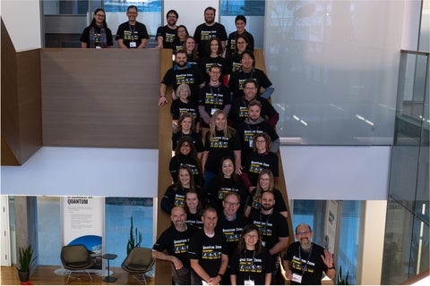 Quantum for Educators group shot, showing participants on the staircase in QNC