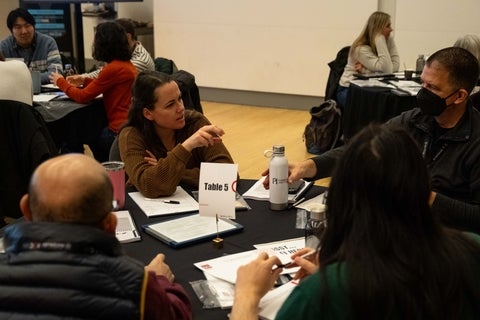 Quantum for Educators participants talking around a round table
