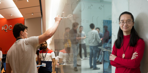Graduate students working on math and physics problems at IQC