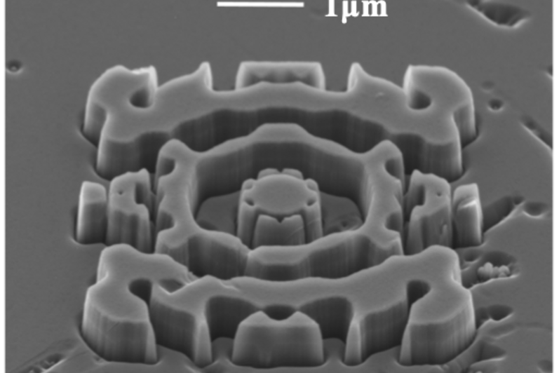 Diamond device structure under a microscope. 
