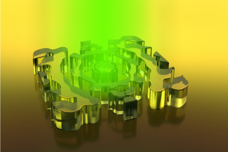 A view of the diamond device and nanojet from the top