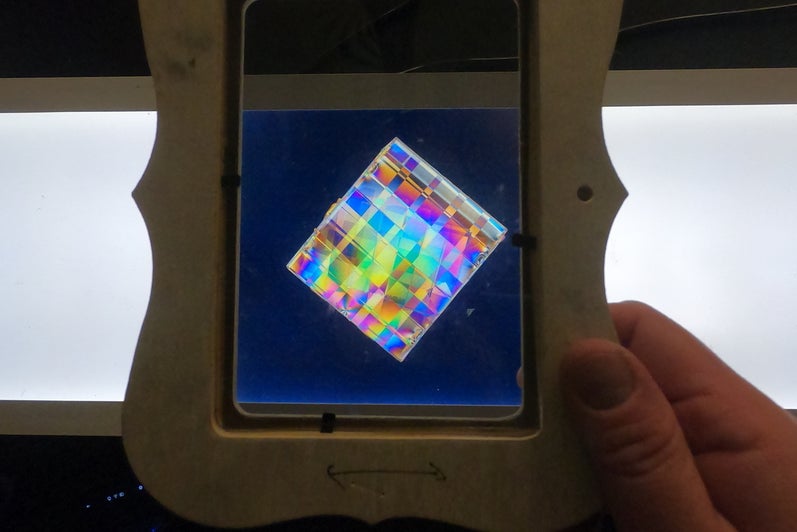 Colours seen through polarizers using tape.