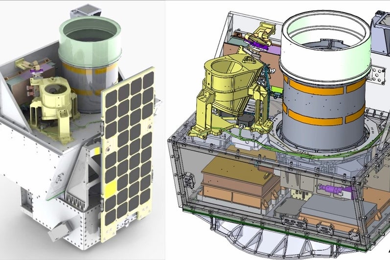 A digital illustration of the QEYSSat satellite