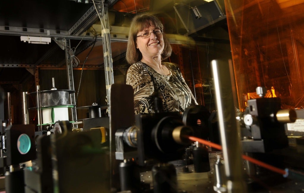Donna Strickland in the lab