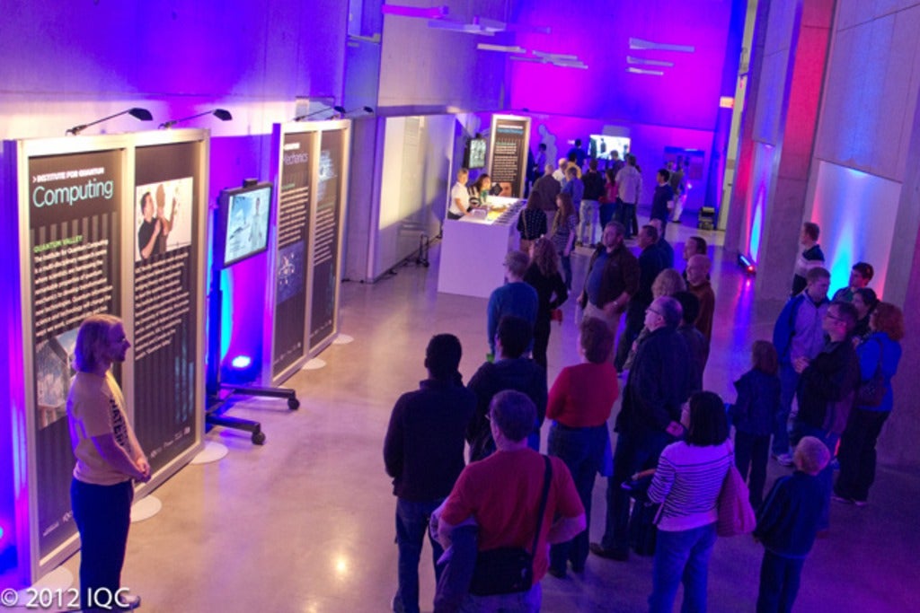 Visitors tour the Mike & Ophelia Lazaridis Quantum-Nano Centre. 