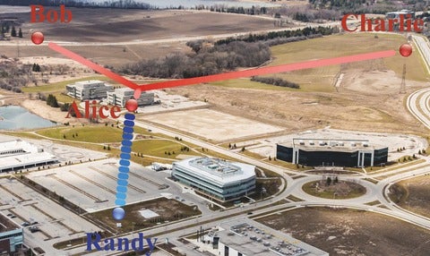 Photons generated in the lab were beamed to separate trailers in field on the University of Waterloo campus. The experiment prov