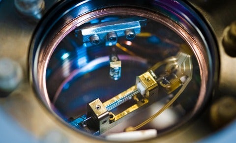 Close up of an ion trapping instrument