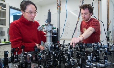 Associate professor electrical and computer engineering Na Young Kim in her lab