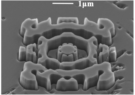 Diamond device structure under a microscope. 