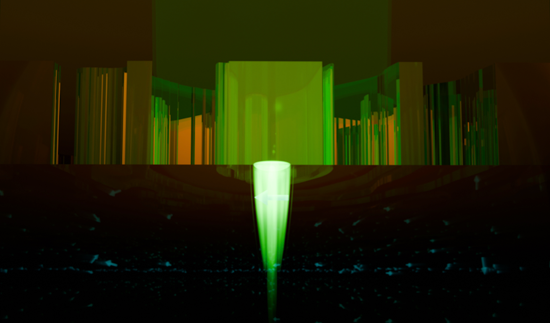 A view of the nanojet from the side 