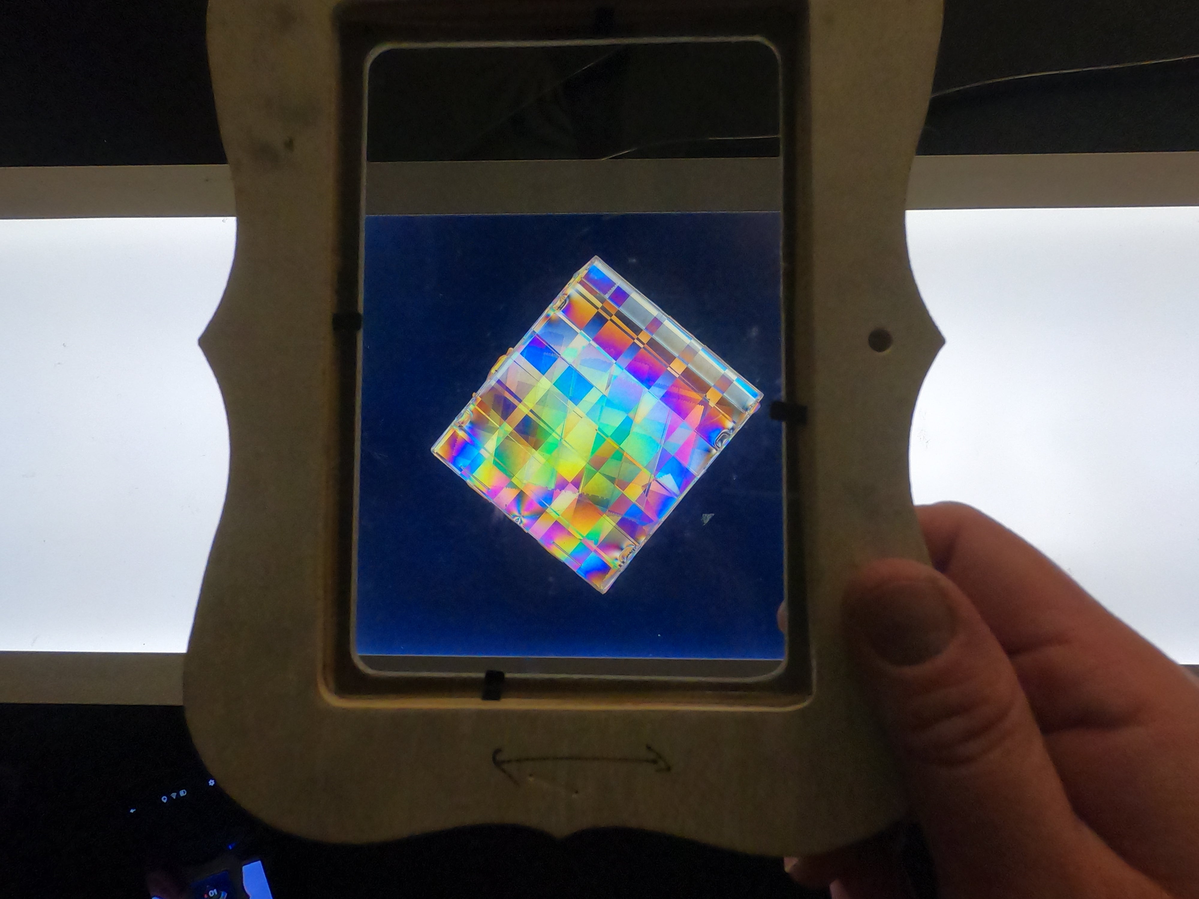 Colours seen through polarizers using tape.