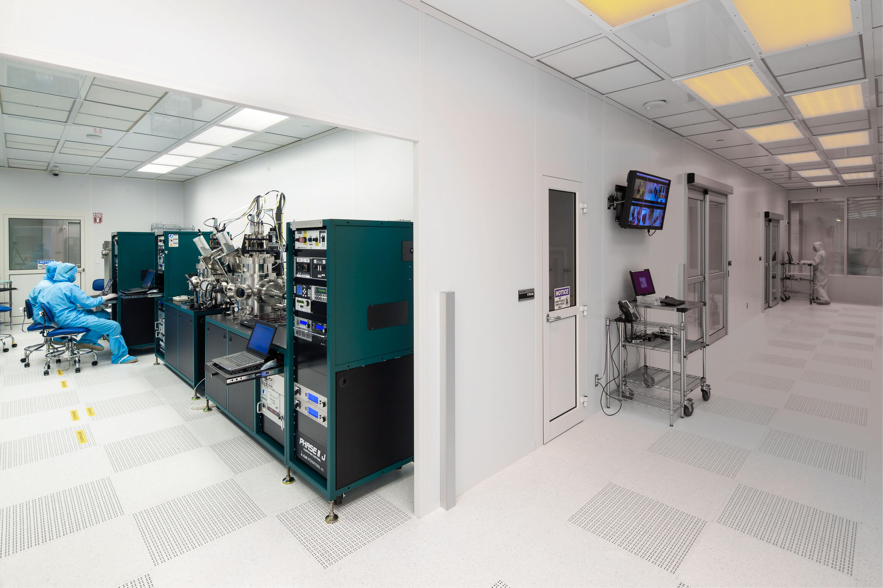 Inside the cleanroom at the Quantum-Nano Fabrication and Characterization facility