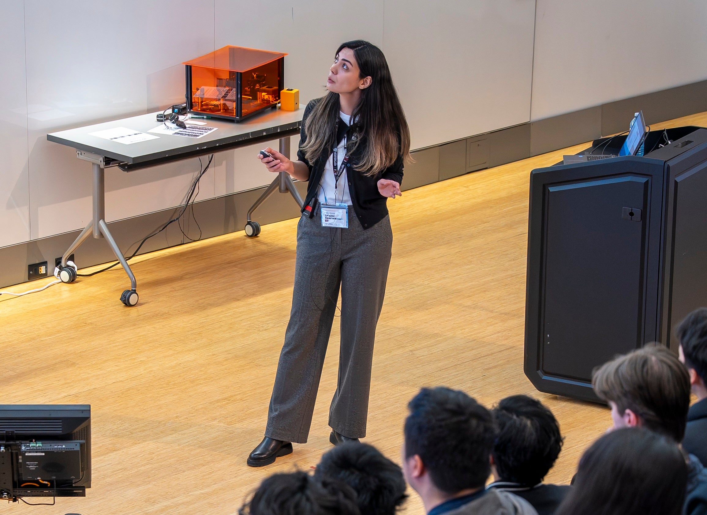 Forouzan Forouharmanesh presenting at IQC's Youth Quantum Symposium