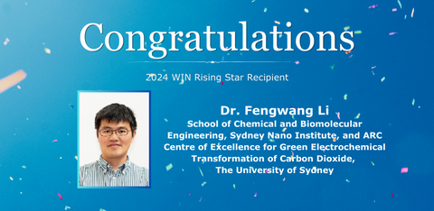 Text, 'Congratulations Dr. Fengwang Li, 2024 recipient of the WIN Rising Star Award'