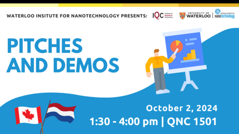Pitches and demos graphic banner, "October 2, 2024. 1:30pm to 4:00pm. QNC 1501."