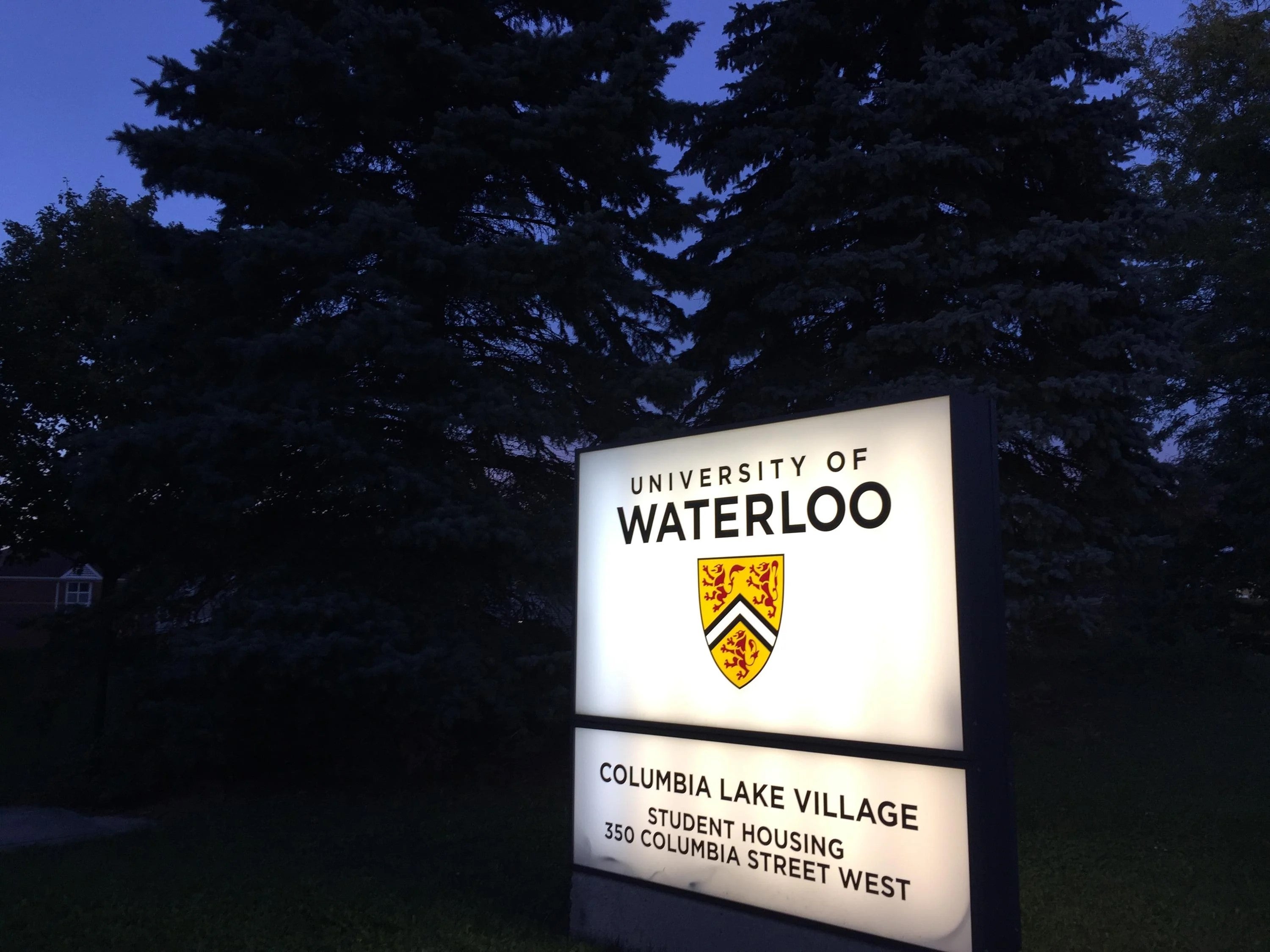 Entrance sign to the University's Columbia Lake Village residence.