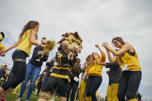 dancing with the mascot