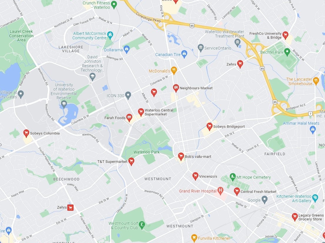 Grocery stores near University of Waterloo