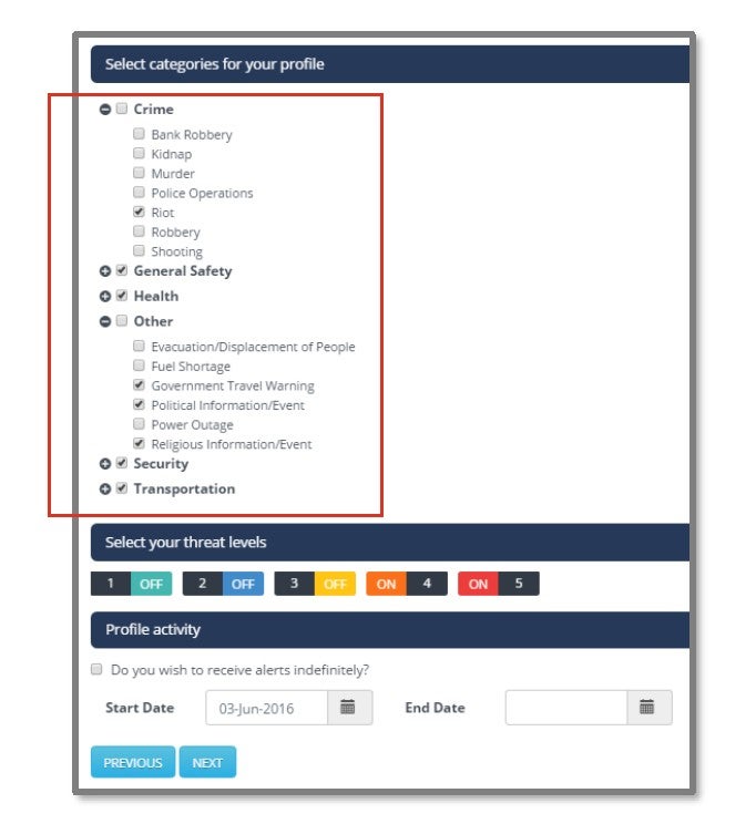 Personal incident alert screenshot - step 1