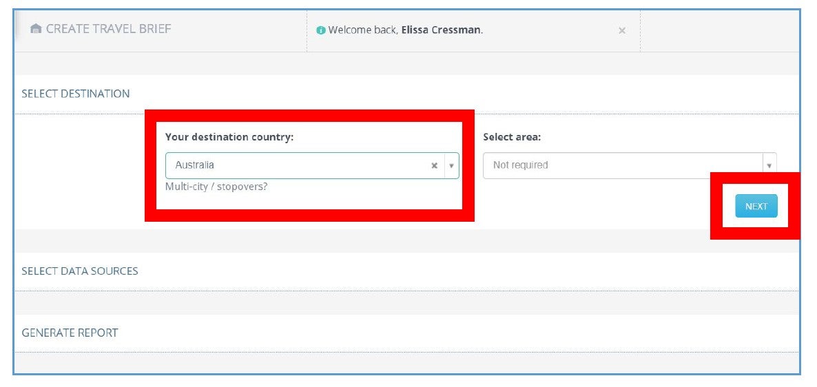 Travel Risk Brief screenshot step 4