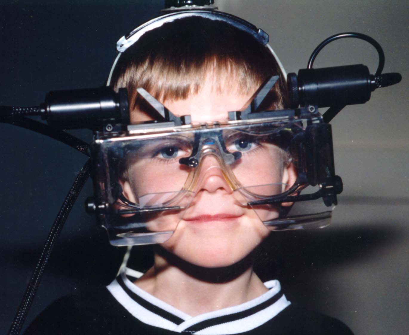 eyetracker headset on child