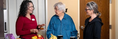 Heather Keller discusses nutrition with LTC residents.