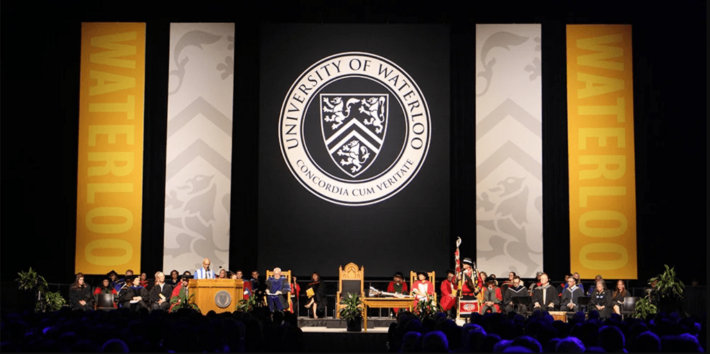 Convocation stage during the Faculty of Health ceremony in 2023.