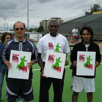 June 2005: 1st place in the corporate team competition of the Waterloo Classic 10 K race. From left to right: Shahab, Jean Paul, Jalil.