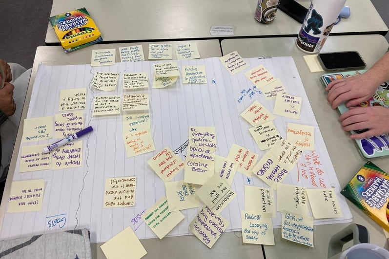 a white board with yellow post it notes with text on them