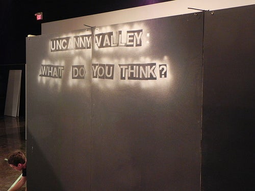 Exhibit wall: "Uncanny Valley: What do you think?"