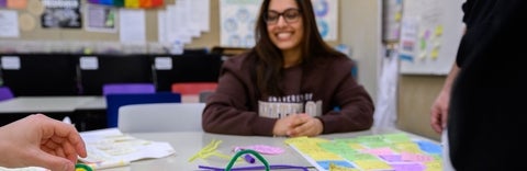 Student looking at brainstorming