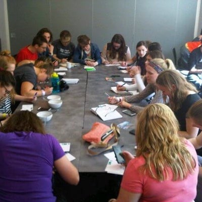 KI field-trip tradition: post card writing session for future students