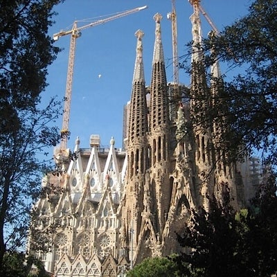 View of outside of cathedral under construction