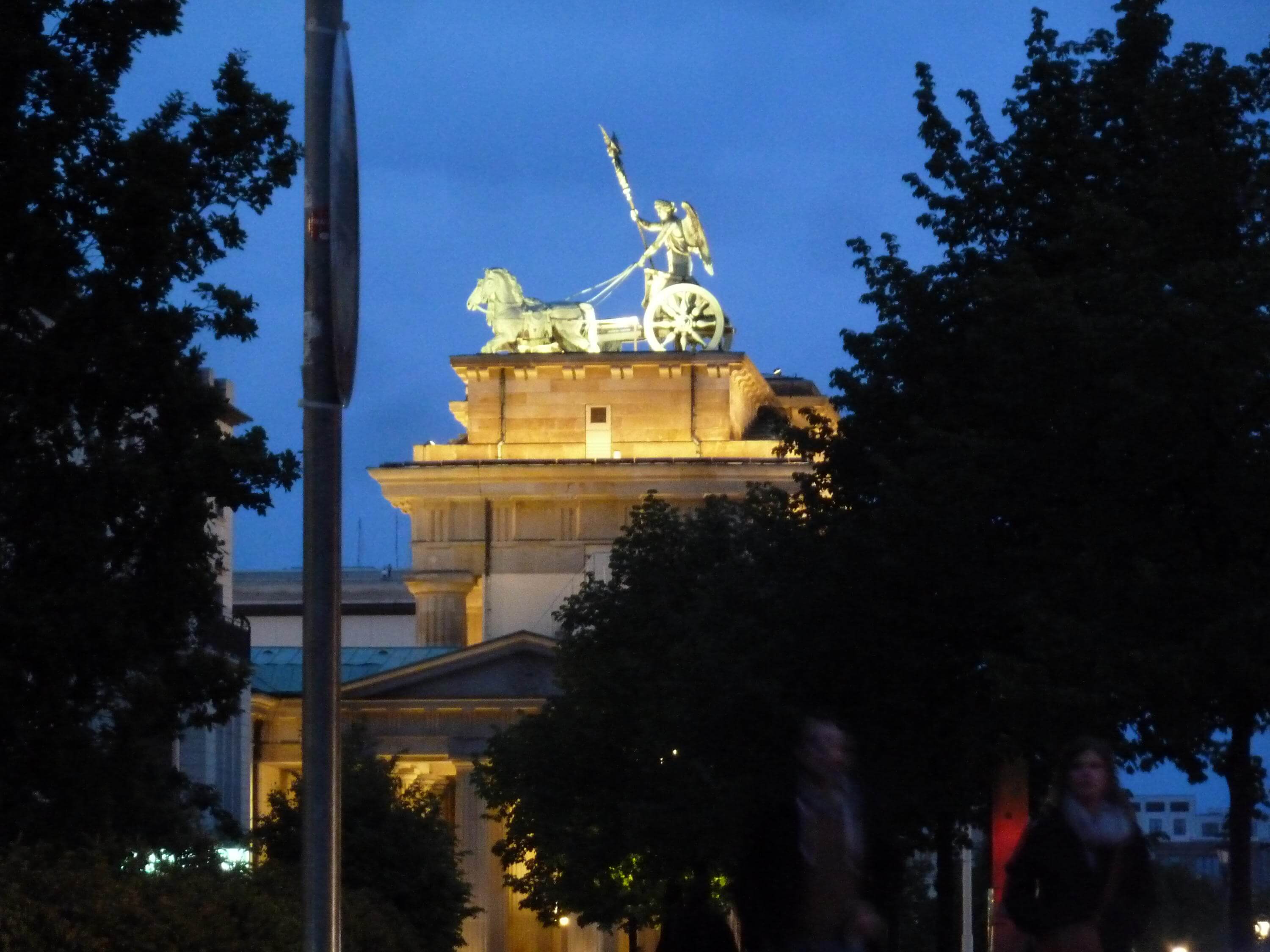 Brandenburger gate lit up at night