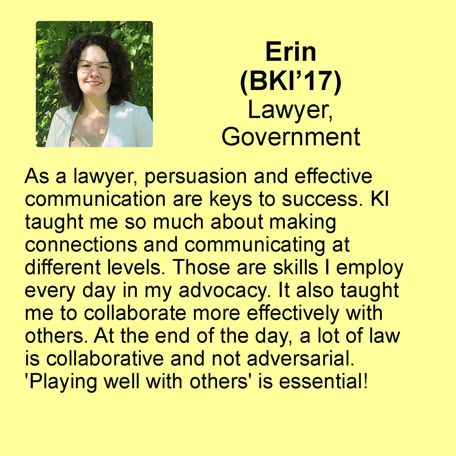 Erin profile Lawyer, Government