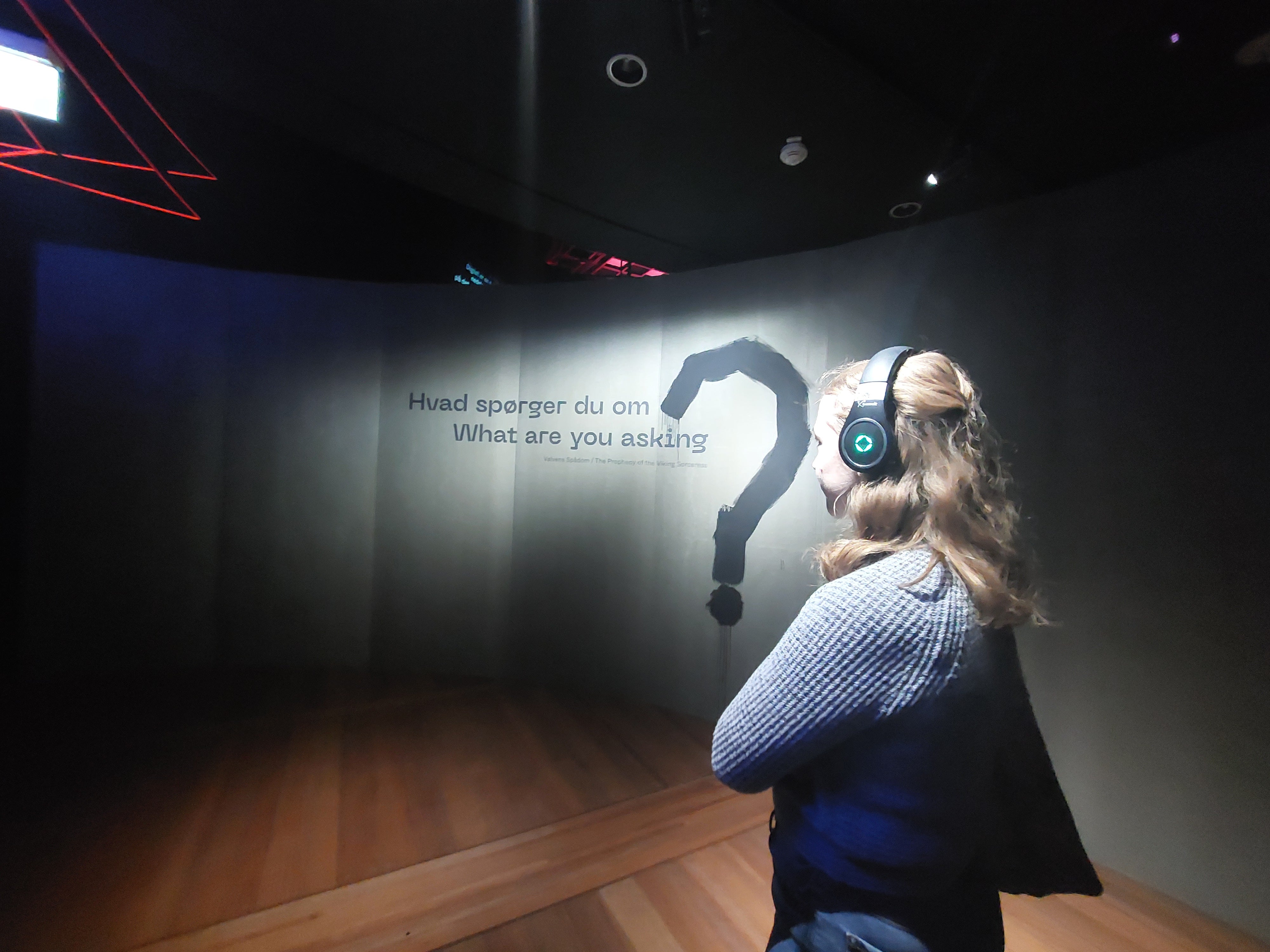 Student listening to audio guide