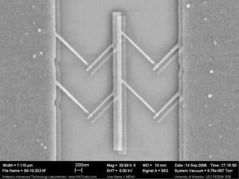 Electron microscope image of our superconducting SET